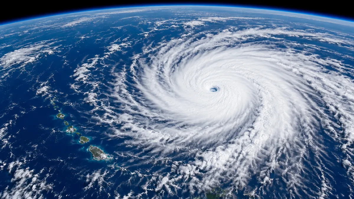 Spiral of a tropical cyclone over the Pacific seen from orbit